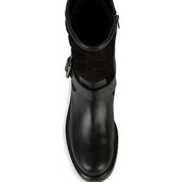 AQUATALIA 7.5 LILA BLACK LEATHER QUILTED SUEDE MOTO ANKLE BOOTS - Picture 11 of 12